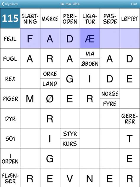 afsat krydsord.
